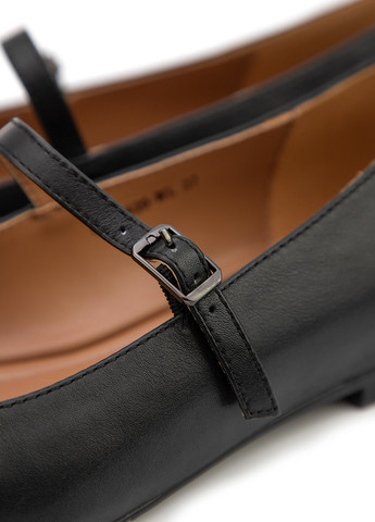 Женские балетки Respect | чёрные однотонные без декора натуральная кожа (306619569)