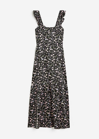 Чорна кежуал сукня H&M з квітковим принтом