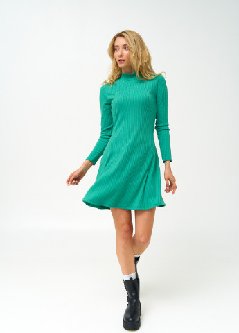Бірюзова кежуал жіноча трикотажна міні сукня-гольф сукня-водолазка KASTA design однотонна