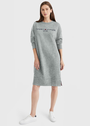 Сіра кежуал сукня сукня-світшот Tommy Hilfiger з логотипом