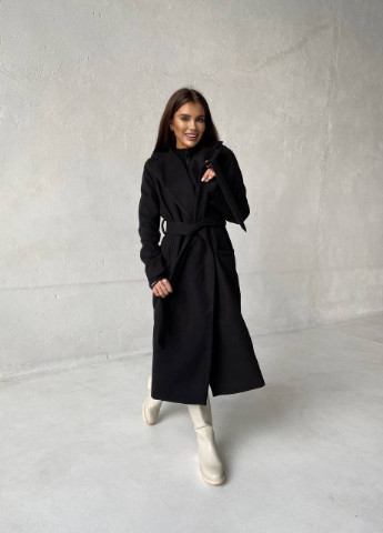 Черное демисезонное Пальто демисезонное женское кашемировое popluzhnaya