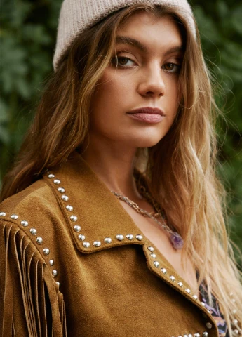 Бежева демісезонна куртка замшева Nasty Gal