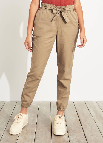 Светло-коричневые кэжуал демисезонные джоггеры брюки Hollister