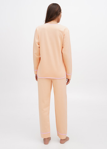 Персиковая всесезон пижама (лонгслив, брюки, маска) Lucci