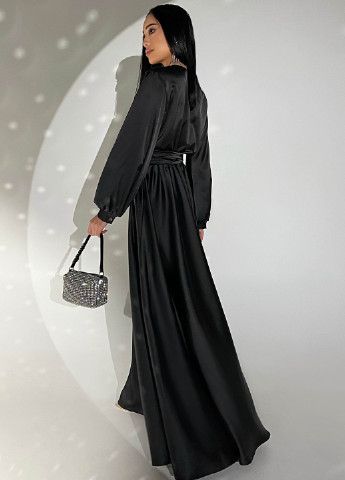 Чорна вечірня вечірня сукня з шовку "армані" Jadone Fashion