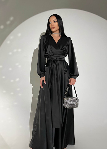 Черное вечернее вечернее платье из шелка "армани" Jadone Fashion