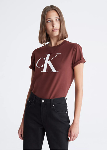 Коричневая летняя футболка Calvin Klein