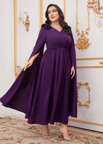 Фіолетова вечірня сукня кльош SHEIN однотонна