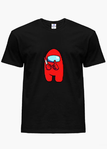 Черная демисезонная футболка детская амонг ас красный (among us red)(9224-2417) MobiPrint