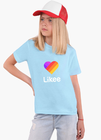 Блакитна демісезонна футболка дитяча лайк (likee) (9224-1041) MobiPrint