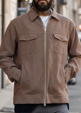 Коричневая демисезонная куртка куртка-пиджак SHEIN