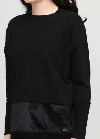 Костюм (свитшот, брюки) Sassofono брючный однотонный чёрный кэжуал трикотаж, полиэстер