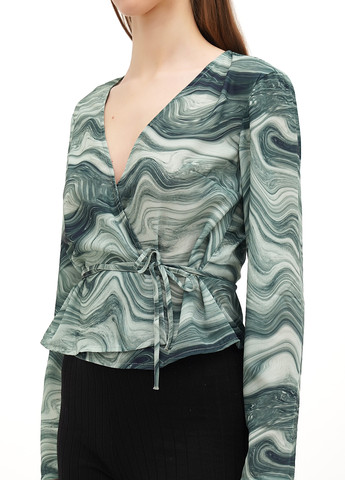 Зелёная блуза на запах Monki