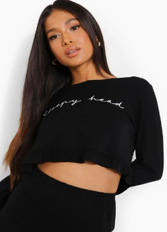 Чорна всесезон піжама Boohoo