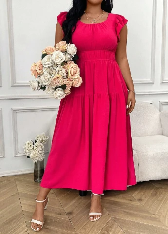 Малинова кежуал сукня SHEIN однотонна