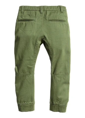 Оливковые кэжуал демисезонные брюки зауженные H&M