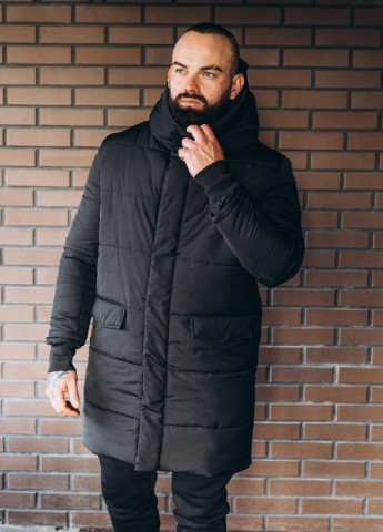 Черная зимняя мужская зимняя куртка с капюшоном No Brand