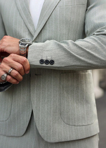 Серо-зеленый демисезонный костюм (пиджак, брюки) брючный SHEIN