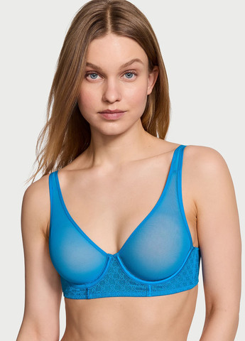 Темно-блакитний демісезонний комплект (бюстгальтер, трусики) Victoria's Secret