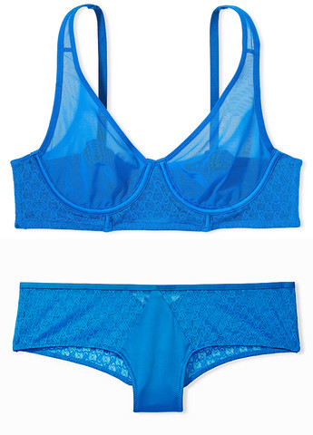 Темно-блакитний демісезонний комплект (бюстгальтер, трусики) Victoria's Secret