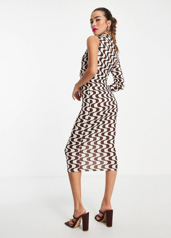Комбинированное кэжуал платье платье-водолазка Asos с геометрическим узором