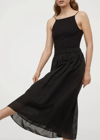Черная кэжуал однотонная юбка H&M