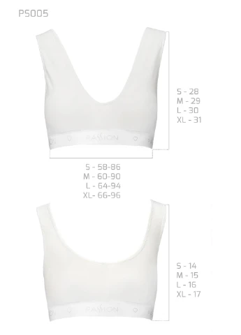 Спортивний топ з еластичної бавовни PS005 TOP white, size XL Passion (255615066)