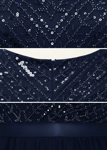 Темно-синее вечернее платье с пышной юбкой SHEIN однотонное