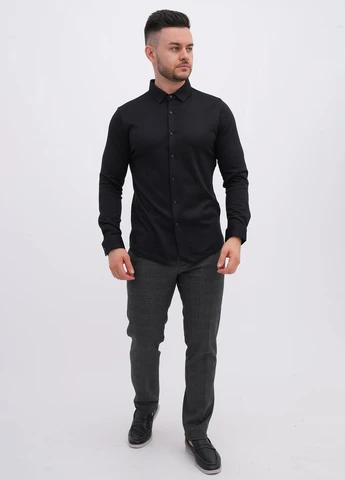 Черная кэжуал рубашка однотонная Trend Collection