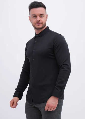 Черная кэжуал рубашка однотонная Trend Collection