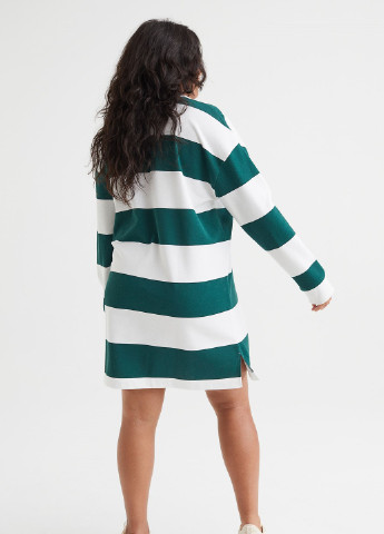 Темно-зеленое спортивное платье H&M в полоску