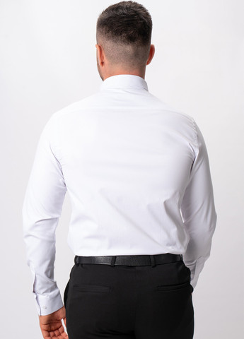 Белая праздничный, классическая, кэжуал рубашка однотонная Trend Collection