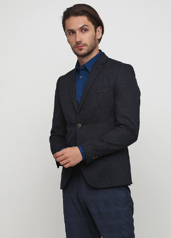Пиджак H&M однотонный синий деловой полиэстер