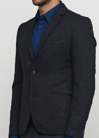 Пиджак H&M однотонный синий деловой полиэстер