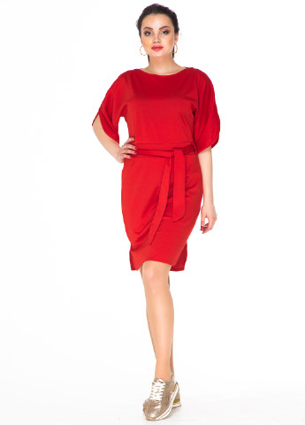 Красное кэжуал платье Alpama однотонное