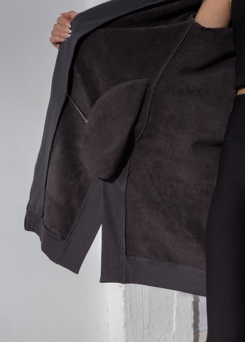 Серое кэжуал платье длинное утепленное на молнии с капюшоном оверсайз TOTALFIT однотонное