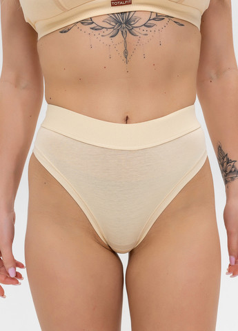 Бежевий демісезонний бавовняний комплект білизни бралет та сліпи TOTALFIT