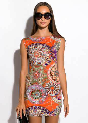 Оранжевое кэжуал платье Time of Style с абстрактным узором