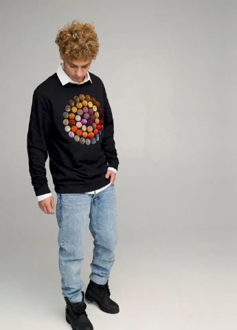 Чорний свитшот мужской oversize /no flis/ YAPPI малюнок (254557780)