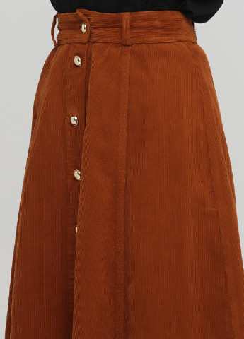 Горчичная кэжуал однотонная юбка Zara а-силуэта (трапеция)