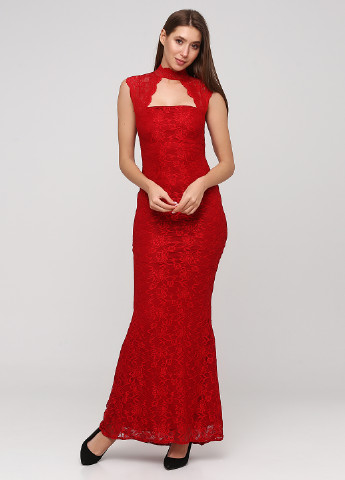 Красное вечернее платье годе Goddiva однотонное