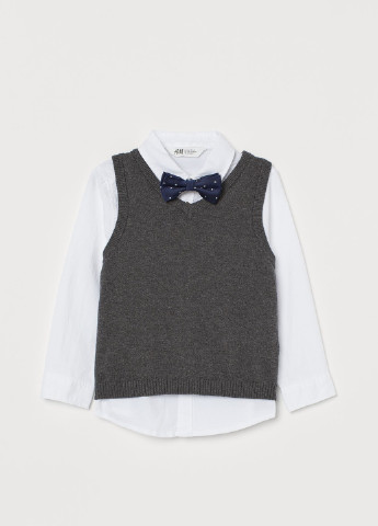 Серый комплект (рубашка, жилет, бабочка) H&M