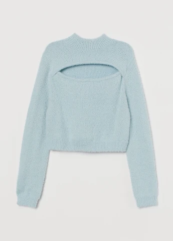 Голубой демисезонный короткий джемпер с вырезом H&M