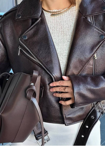 Темно-коричнева демісезонна куртка косуха No Brand