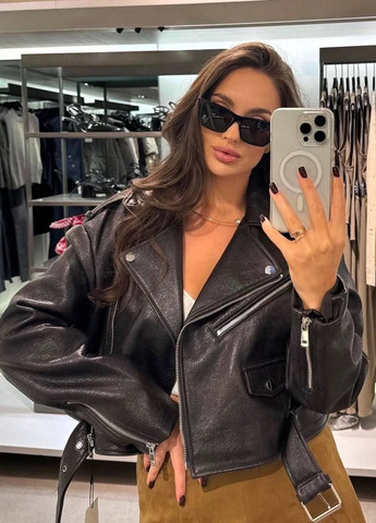 Темно-коричнева демісезонна куртка косуха No Brand