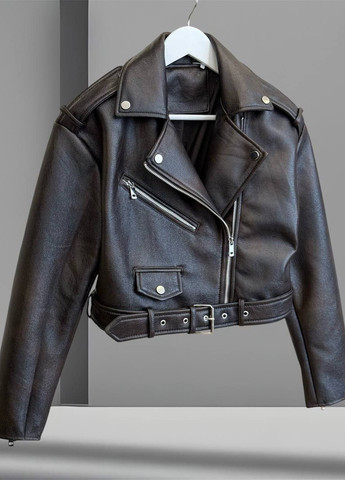 Темно-коричнева демісезонна куртка косуха No Brand