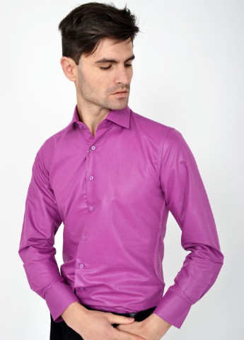 Фуксиновая (цвета Фуксия) кэжуал рубашка однотонная Ager с длинным рукавом