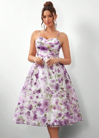 Комбінована коктейльна сукня SHEIN троянди