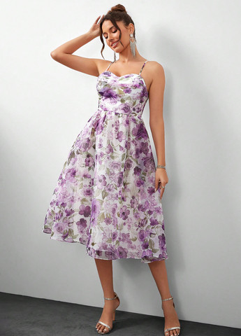 Комбінована коктейльна сукня SHEIN троянди