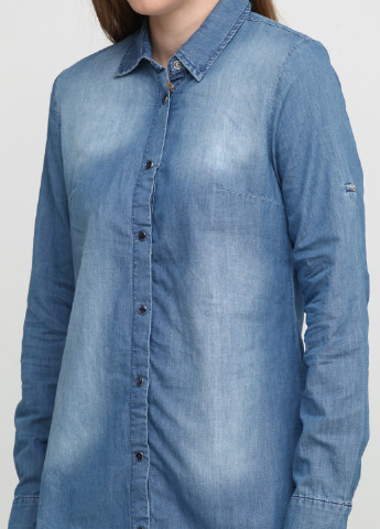 Голубой джинсовая рубашка однотонная Madoc